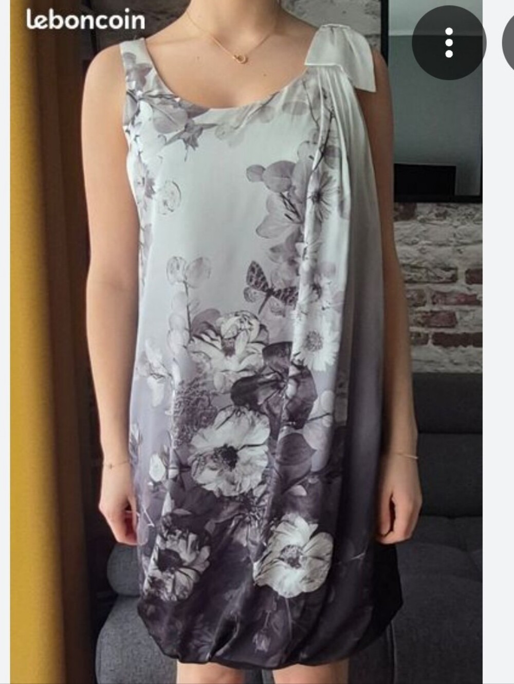 H&M Sleeveless Floral Ombre Dress in Gray -